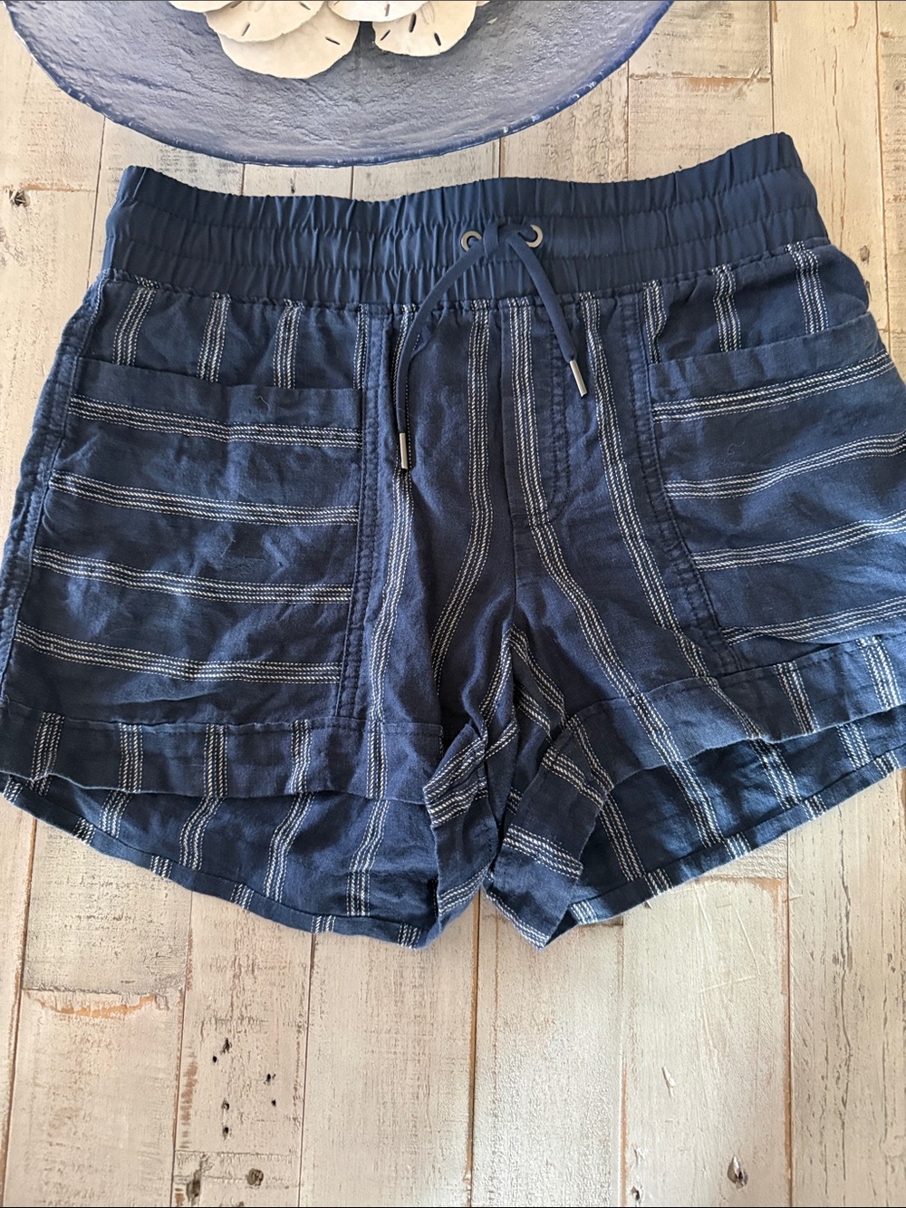 Athleta Women’s Navy Stripe Drawstring Shorts
